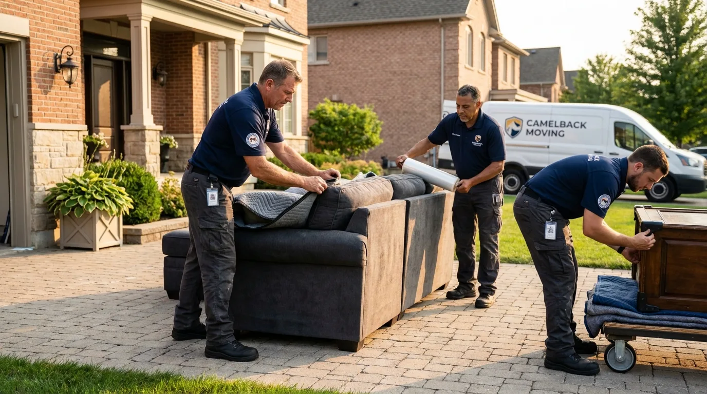 Large estate moving crew wrapping furniture in Estero, FL